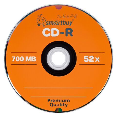 Диски CD-R SMARTBUY, 700 Мб, 52x, Bulk (упаковка на шпиле), КОМПЛЕКТ 100 шт., SBCD-R100S