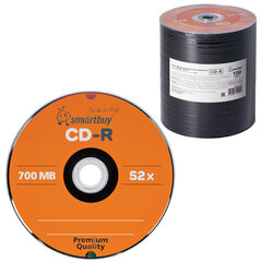 Диск CD-R SMARTBUY, 700 Мб, 52x, Bulk (упаковка на шпиле), КОМПЛЕКТ 100 шт., SBCD-R100S
