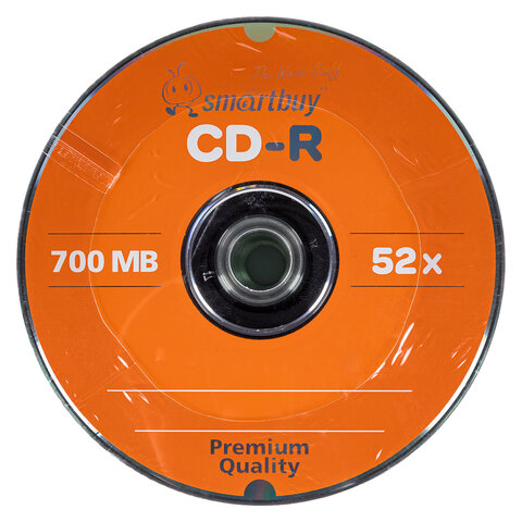 Диски CD-R SMARTBUY, 700 Мб, 52x, Bulk (упаковка на шпиле), КОМПЛЕКТ 100 шт., SBCD-R100S