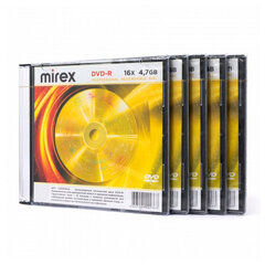 Диск DVD-R MIREX, 4,7 ГБ, 16x, Slim Case, КОМПЛЕКТ 5 шт., UL130003A1F