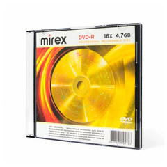 Диск DVD-R MIREX, 4,7 ГБ, 16x, Slim Case, КОМПЛЕКТ 5 шт., UL130003A1F