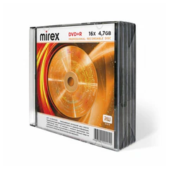 Диск DVD+R (плюс) MIREX, 4,7 ГБ, 16x, Slim Case, КОМПЛЕКТ 5 шт., UL130013A1F