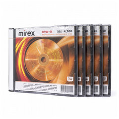 Диск DVD+R (плюс) MIREX, 4,7 ГБ, 16x, Slim Case, КОМПЛЕКТ 5 шт., UL130013A1F