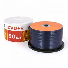 Диск DVD+R (плюс) MIREX, 4,7 Гб, 16x, Cake Box (упаковка на шпиле), КОМПЛЕКТ 50 шт., UL130013A1B
