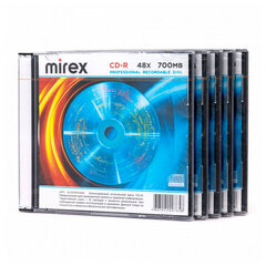 Диск CD-R MIREX, 700 Мб, 48x, Slim Case, КОМПЛЕКТ 5 шт., UL120051A8F