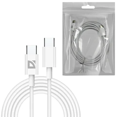 Кабель USB Type-C-Type-C, 30 Вт, белый, 2 м, DEFENDER F182, 87537