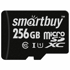 Карта памяти microSDXC 256 GB SMARTBUY, UHS-I, 90 Мб/<wbr/>сек (class 10), с адаптером, SB256GBSDCL10-01