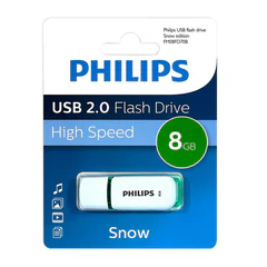 Флеш-диск 8 GB PHILIPS SNOW, разъем USB 2.0, зеленый, FM08FD70B/<wbr/>97