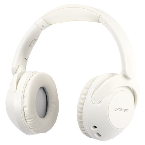 Наушники беспроводные полноразмерные складные раздвижные, CROMEX (КРОМЕКС) HP-043W, Bluetooth 5.4, белые, 514120