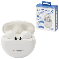 Наушники беспроводные TWS вкладыши с микрофоном CROMEX (КРОМЕКС) EP-T28W, Bluetooth 5.4, белые, 514121