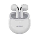 Наушники беспроводные TWS вкладыши с микрофоном CROMEX (КРОМЕКС) EP-T28W, Bluetooth 5.4, белые, 514121