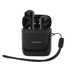 Наушники беспроводные TWS вкладыши с микрофоном, SONNEN EP-BH10B, Bluetooth 5.3, черные, 514122