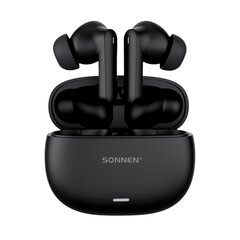 Наушники беспроводные TWS внутриканальные, гибридное шумоподавление ANC + ENC, SONNEN PREMIUM EP-BH33B, Bluetooth 5.3, черные, 514123