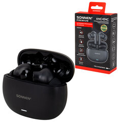 Наушники беспроводные TWS внутриканальные, гибридное шумоподавление ANC + ENC, SONNEN PREMIUM EP-BH33B, Bluetooth 5.3, черные, 514123