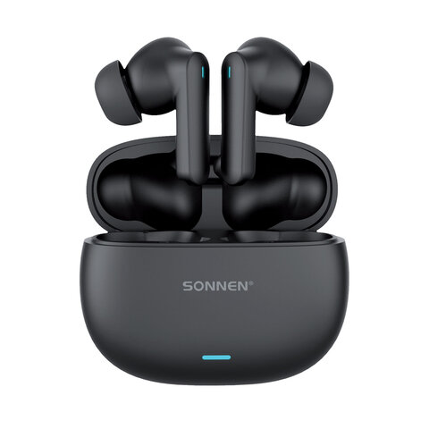 Наушники беспроводные TWS внутриканальные, ANC+ENC, SONNEN PREMIUM EP-BH33B, BT 5.3, черные, 514123