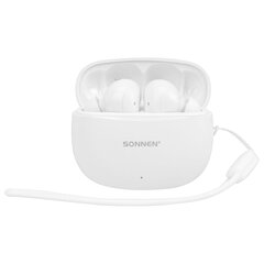 Наушники беспроводные TWS внутриканальные, гибридное шумоподавление ANC + ENC, SONNEN PREMIUM EP-BH34W, Bluetooth 5.3, белые, 514124