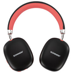Наушники беспроводные накладные полноразмерные раздвижные мультирежимные, SONNEN HP-B12BR, Bluetooth 5.4, черный/<wbr/>коралловый, 514128