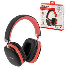 Наушники беспроводные накладные полноразмерные раздвижные мультирежимные, SONNEN HP-B12BR, Bluetooth 5.4, черный/<wbr/>коралловый, 514128