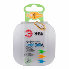 Сетевой разветвитель ЭРА SP-3e 3 розетки + 2 USB, с заземлением, со шторками, 16 А, белый