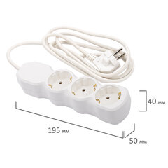 Удлинитель У10-003 3 розетки, с заземлением, 10 А, 1,8 м, белый