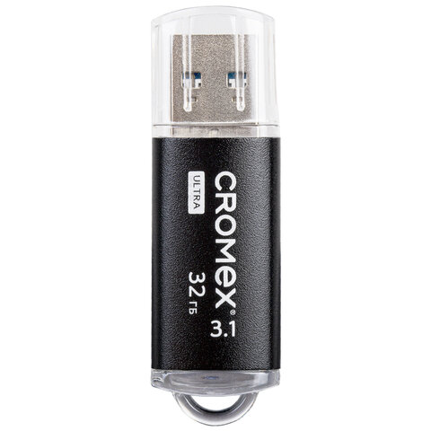 Флеш-диск 32GB CROMEX Ultra USB 3.1, металлический корпус, черный, 514163