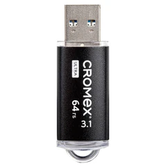 Флеш-диск 64 GB, CROMEX (КРОМЕКС) Ultra USB 3.1, металлический корпус, черный, 514164