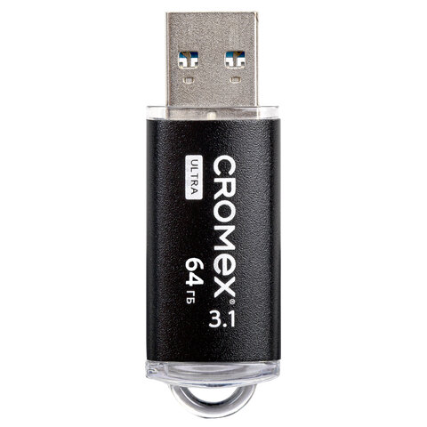 Флеш-диск 64GB CROMEX Ultra USB 3.1, металлический корпус, черный, 514164