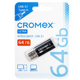 Флеш-диск 64 GB, CROMEX (КРОМЕКС) Ultra USB 3.1, металлический корпус, черный, 514164