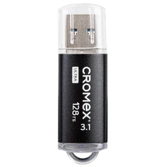Флеш-диск 128 GB, CROMEX (КРОМЕКС) Ultra USB 3.1, металлический корпус, черный, 514165