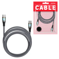 Кабель Type-C &mdash; Type-C, 1 м, 3 А, SMARTBUY, для быстрой зарядки и передачи данных, черный