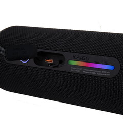 Колонка портативная влагозащищенная KAIGO (КАЙГО) BT16T, 10 Вт, Bluetooth, Micro SD, AUX, RGB, TWS, IPX7, черная, 514225