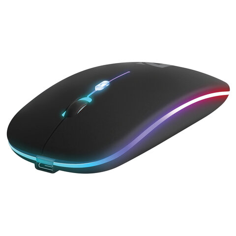 Мышь беспроводная DEFENDER Coda MB-261, 2.4 ГГц+BT, радужная, 3 кнопки + 1 колесо, 300 мАч, черная, 52261 - фото 3