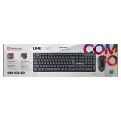 Набор проводной клавиатура 104 клавиши, мышь 3 кнопки, 1000 dpi, DEFENDER Line C-511 RU, чёрный, 45511