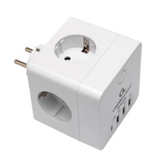 Сетевой фильтр CABLEXPERT Cube, 4 розетки, 16 А, 1 x Type-C PD, 3 х USB, белый, CUBE-4-СU3-W