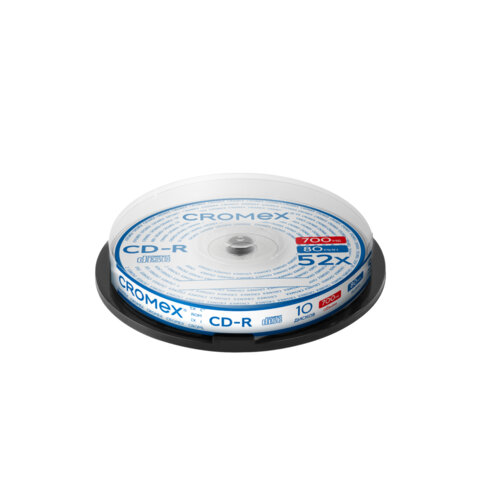 Диск CD-R CROMEX, 700 Mb, 52x, Cake Box (упаковка на шпиле), КОМПЛЕКТ 10 шт., 514303