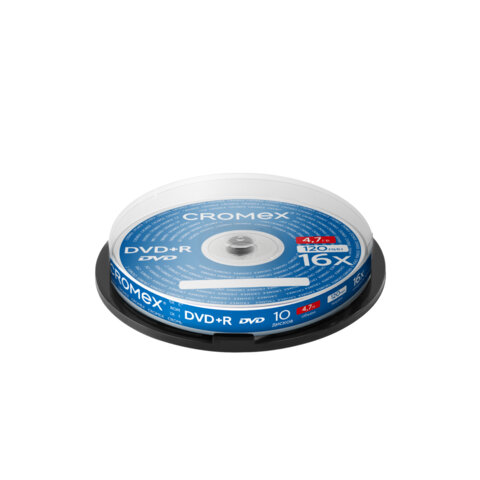 Диск DVD+R CROMEX, 4,7 Gb, 16x, Cake Box (упаковка на шпиле), КОМПЛЕКТ 10 шт., 514307