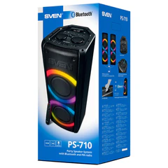 Колонка портативная SVEN PS-710, 100 Вт, TWS, Bluetooth, FM, USB, microSD, LED-дисплей, черный, SV-021696