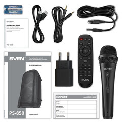 Колонка портативная SVEN PS-850, 100 Вт, TWS, Bluetooth, FM, USB, microSD, LED-дисплей, черная, SV-022679
