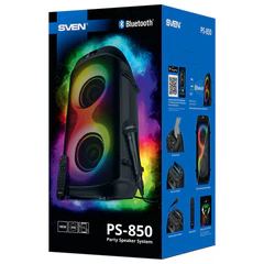 Колонка портативная SVEN PS-850, 100 Вт, TWS, Bluetooth, FM, USB, microSD, LED-дисплей, черная, SV-022679
