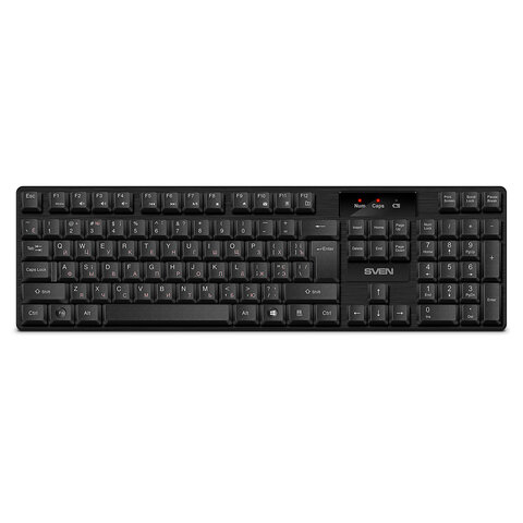 Клавиатура беспроводная SVEN KB-C2300W, USB, 104 клавиши, 2,4 GHz, черная, SV-021474