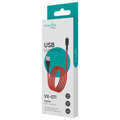Кабель USB – Lightning 8 pin, 1 м, VIXION PRO VX-07i, для зарядки и передачи данных, красный, 01192