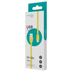 Кабель силиконовый USB – Type-C, 1 м, VIXION PRO VX-12c, для зарядки и передачи данных, желтый, 03035
