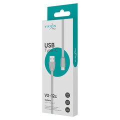 Кабель силиконовый USB – Type-C, 1 м, VIXION PRO VX-12c, для зарядки и передачи данных, серый, 03042