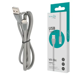 Кабель силиконовый USB – Type-C, 1 м, VIXION PRO VX-12c, для зарядки и передачи данных, серый, 03042