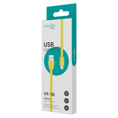 Кабель силиконовый USB – Lightning 8 pin, 1 м, VIXION PRO VX-12i, для зарядки и передачи данных, желтый, 02984