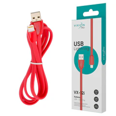 Кабель силиконовый USB – Lightning 8 pin, 1 м, VIXION PRO VX-12i, для зарядки и передачи данных, красный, 02977