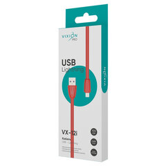 Кабель силиконовый USB – Lightning 8 pin, 1 м, VIXION PRO VX-12i, для зарядки и передачи данных, красный, 02977
