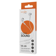 Наушники с микрофоном (гарнитура) VIXION PRO VS-20, проводные, 1,2 м, Type-C, белый, 06319