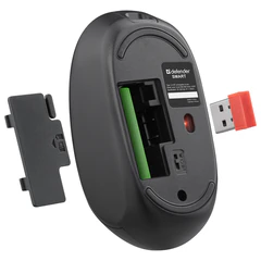 Мышь беспроводная DEFENDER Smart MM-396, 1600 dpi, 2 кнопки + 1 колесо-кнопка, оптическая, черная, 52396