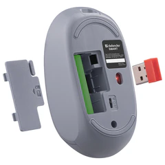 Мышь беспроводная DEFENDER Smart MM-396, 1600 dpi, 2 кнопки + 1 колесо-кнопка, оптическая, синяя, 52397